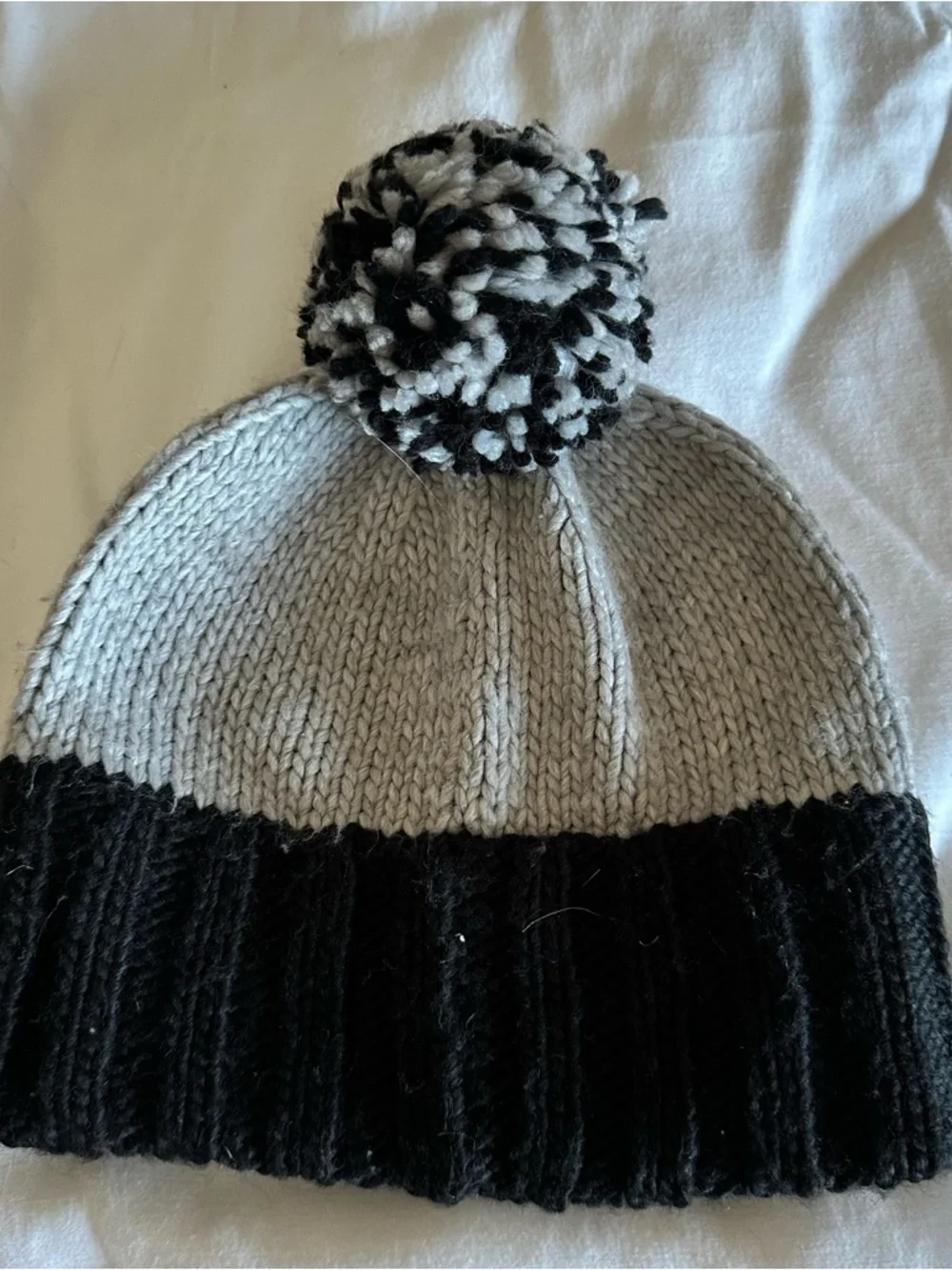 Black and Gray Michael Kors Pom Beanie